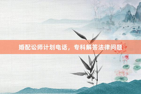 婚配讼师计划电话,专科解答法律问题