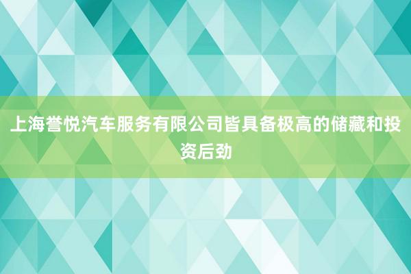 上海誉悦汽车服务有限公司皆具备极高的储藏和投资后劲